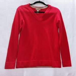 Banana Republic V neck sweater extra fine merino medium red